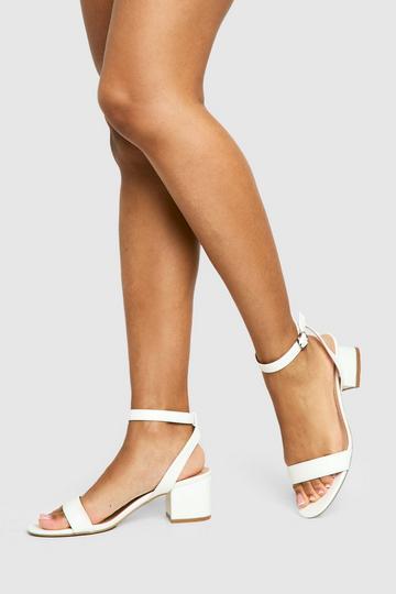 White Low Block Barely There Heels