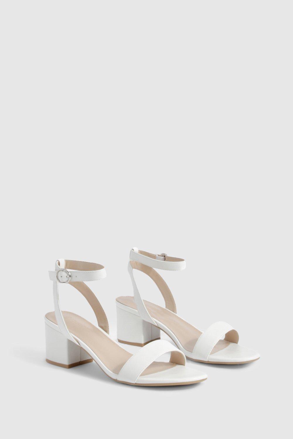 White block heel barely there sandals hotsell
