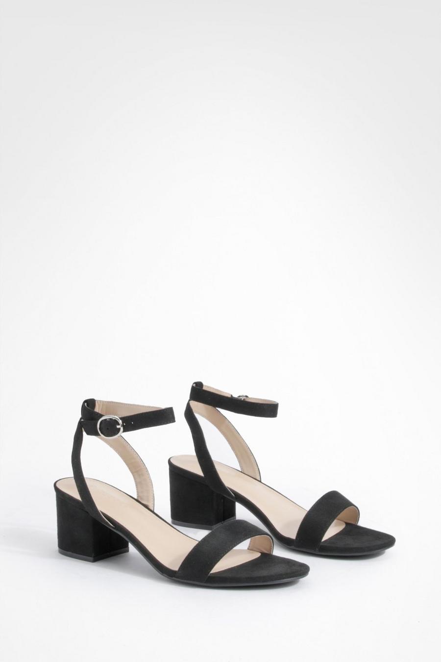 Black Low Block Barely There Heels image number 1