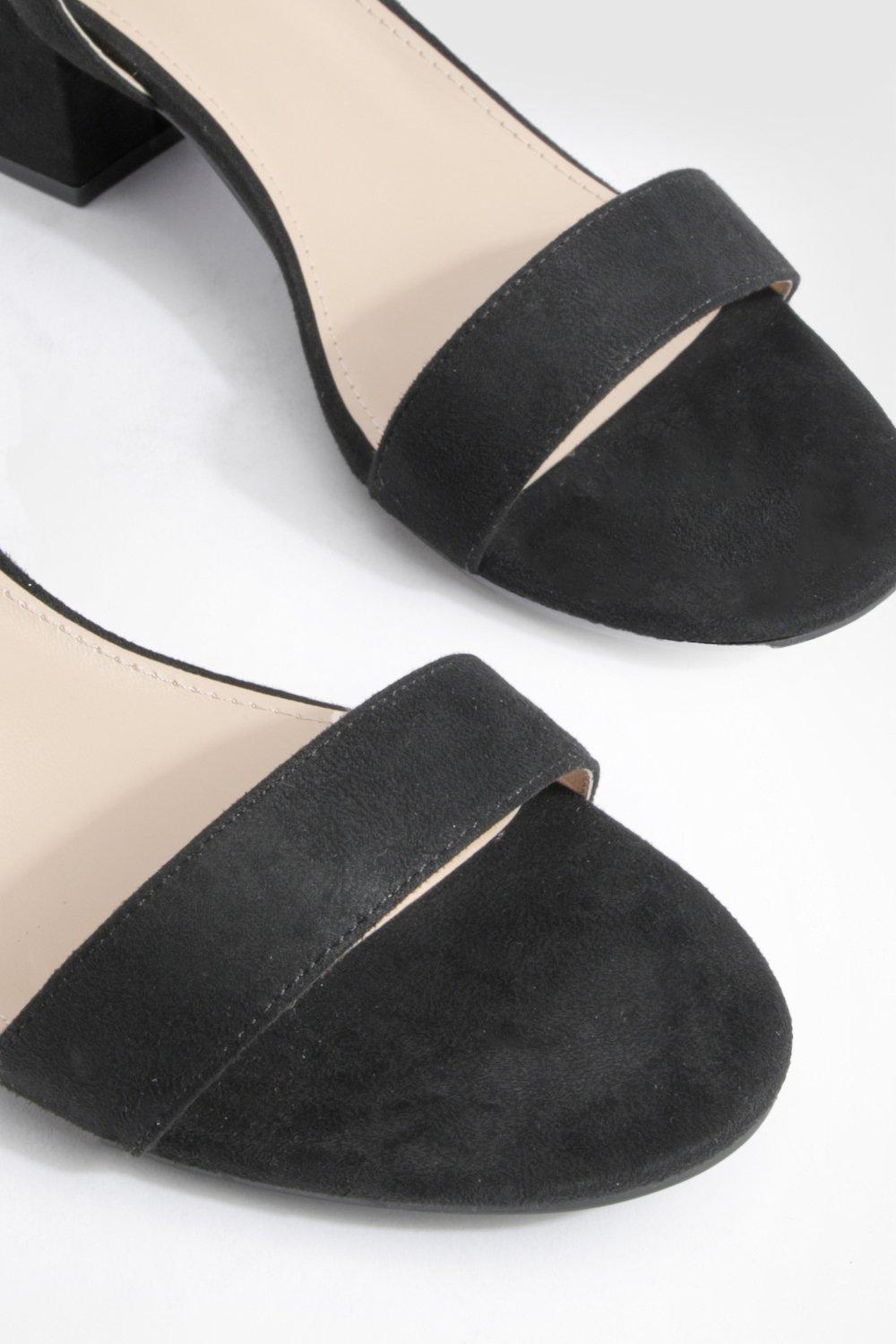 Black barely there heeled sandals hot sale