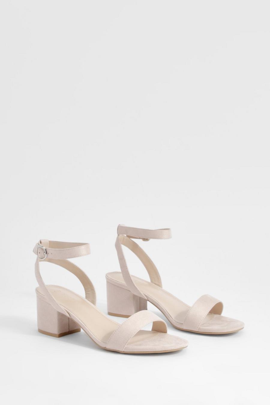Blush Wide Fit Low Block Barely There Heels   