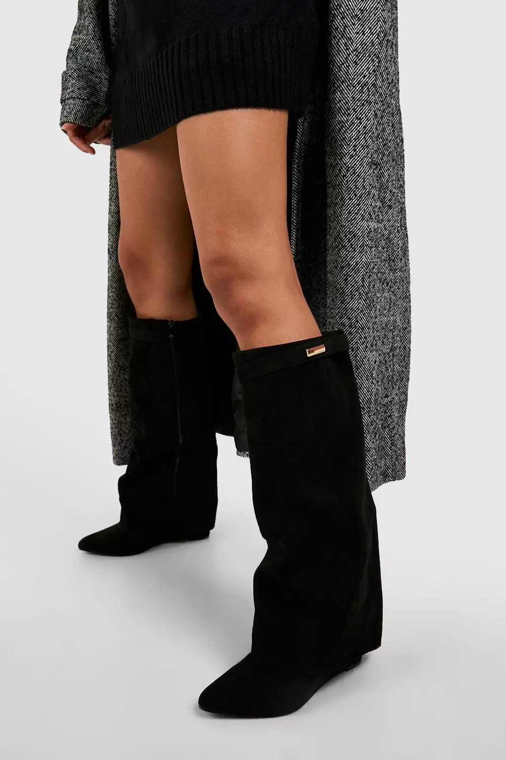 Fold over knee high orders boots