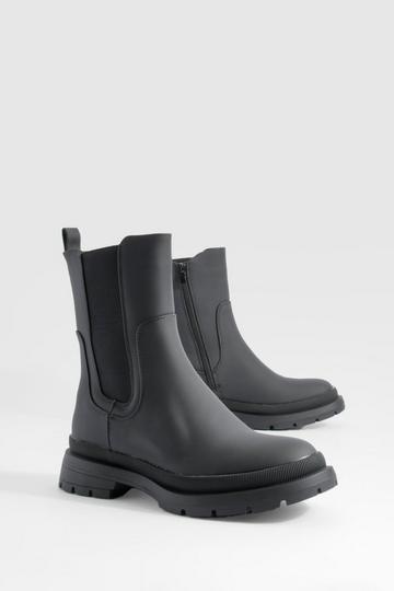 Chunky Rubber Tab Detail Boots black