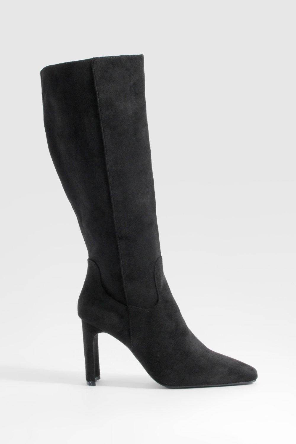 Flat heeled knee high on sale boots