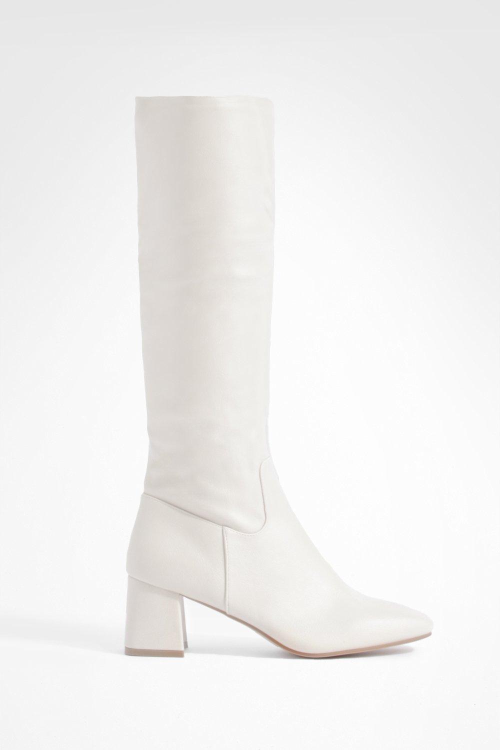 Block Heel Knee High Boots boohoo