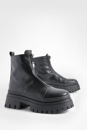 Chunky Zip Up Detail Boots black