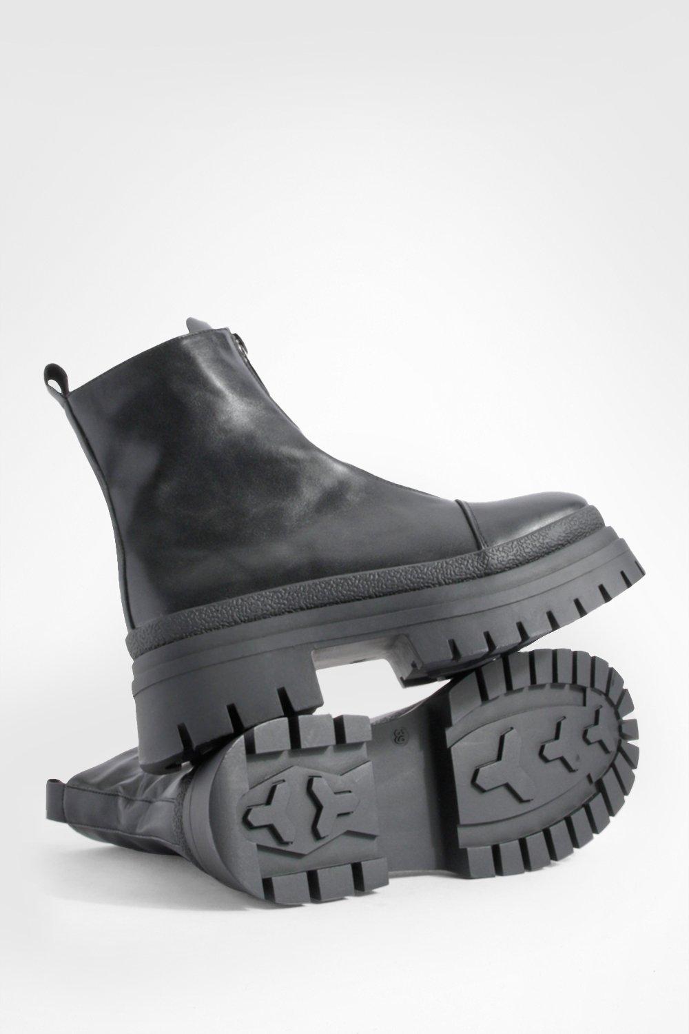 Zip up best sale chunky boots