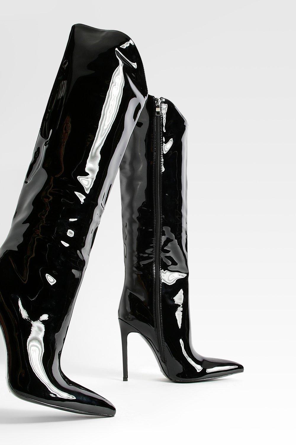 Patent Stiletto Knee High Boots