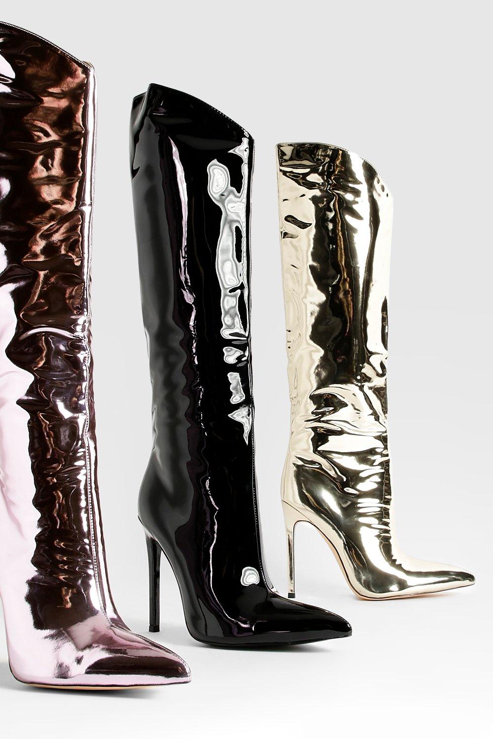 Patent Stiletto Knee High Boots