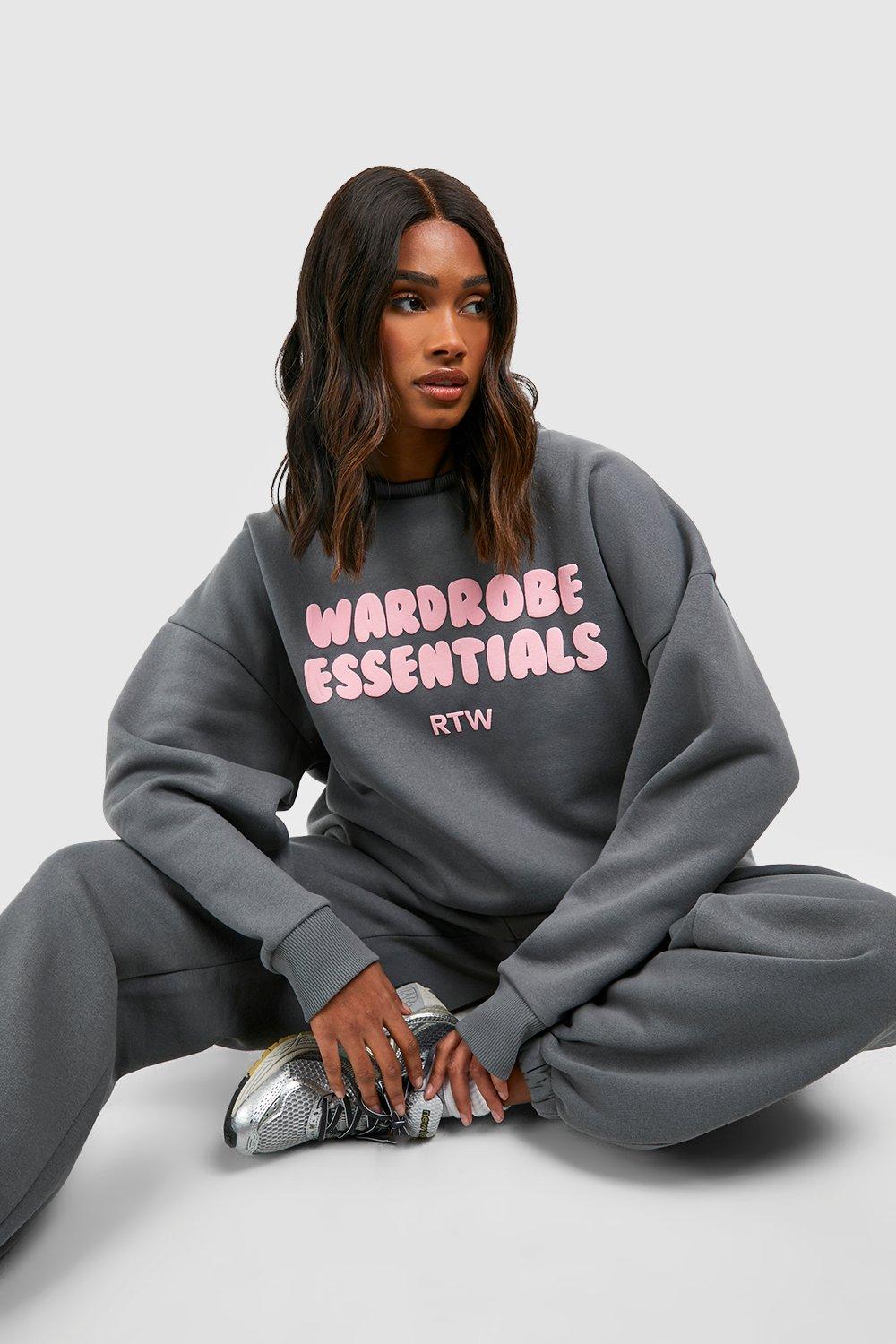 Wardrobe Essentials Slogan Sweater Tracksuit