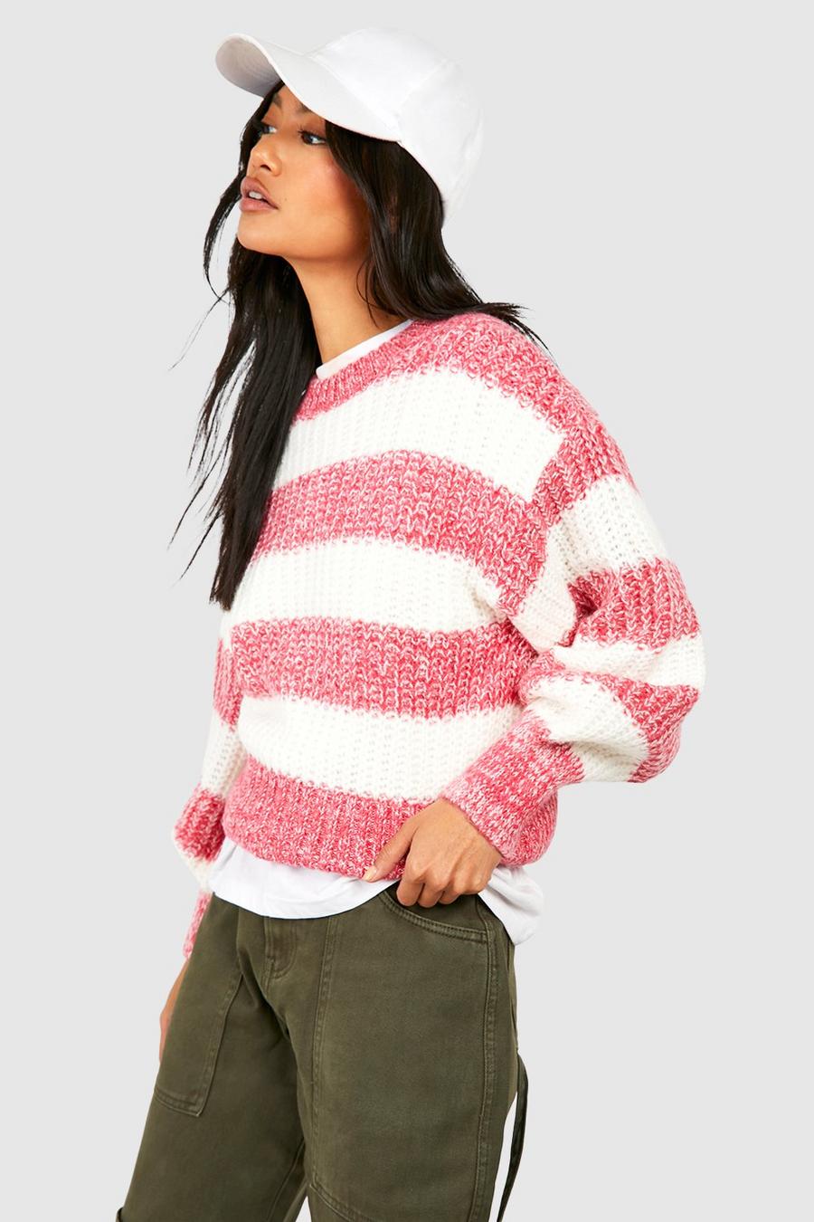 Gestreifter Pullover, Berry image number 1
