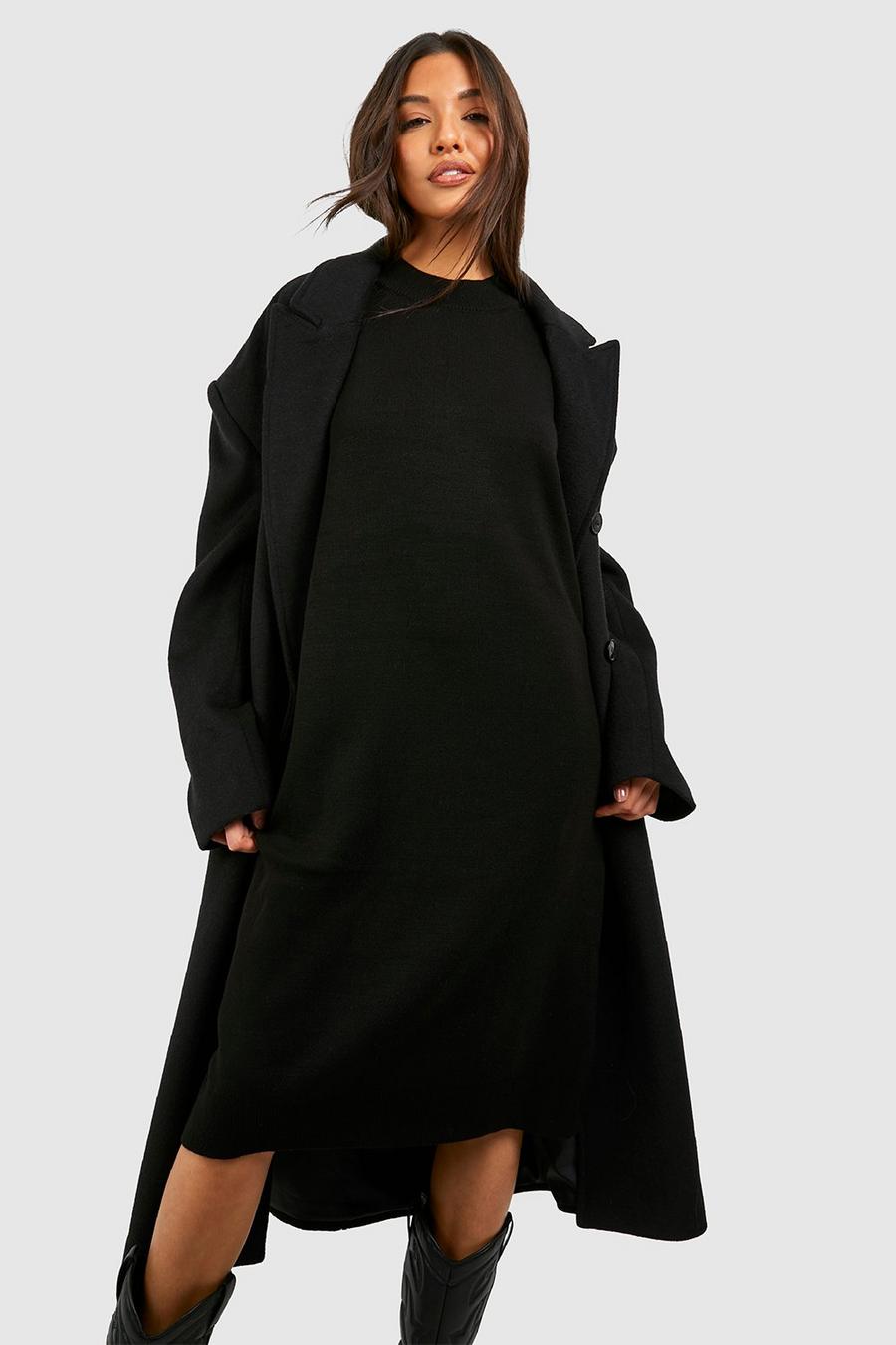 Black Fine Gauge Midi Sweater Dress image number 1