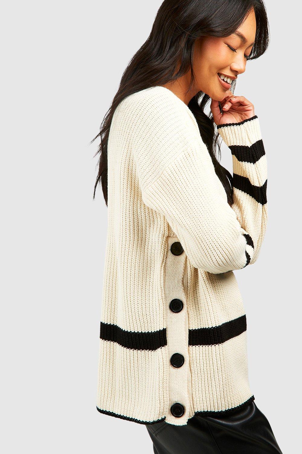 Striped trim outlet sweater