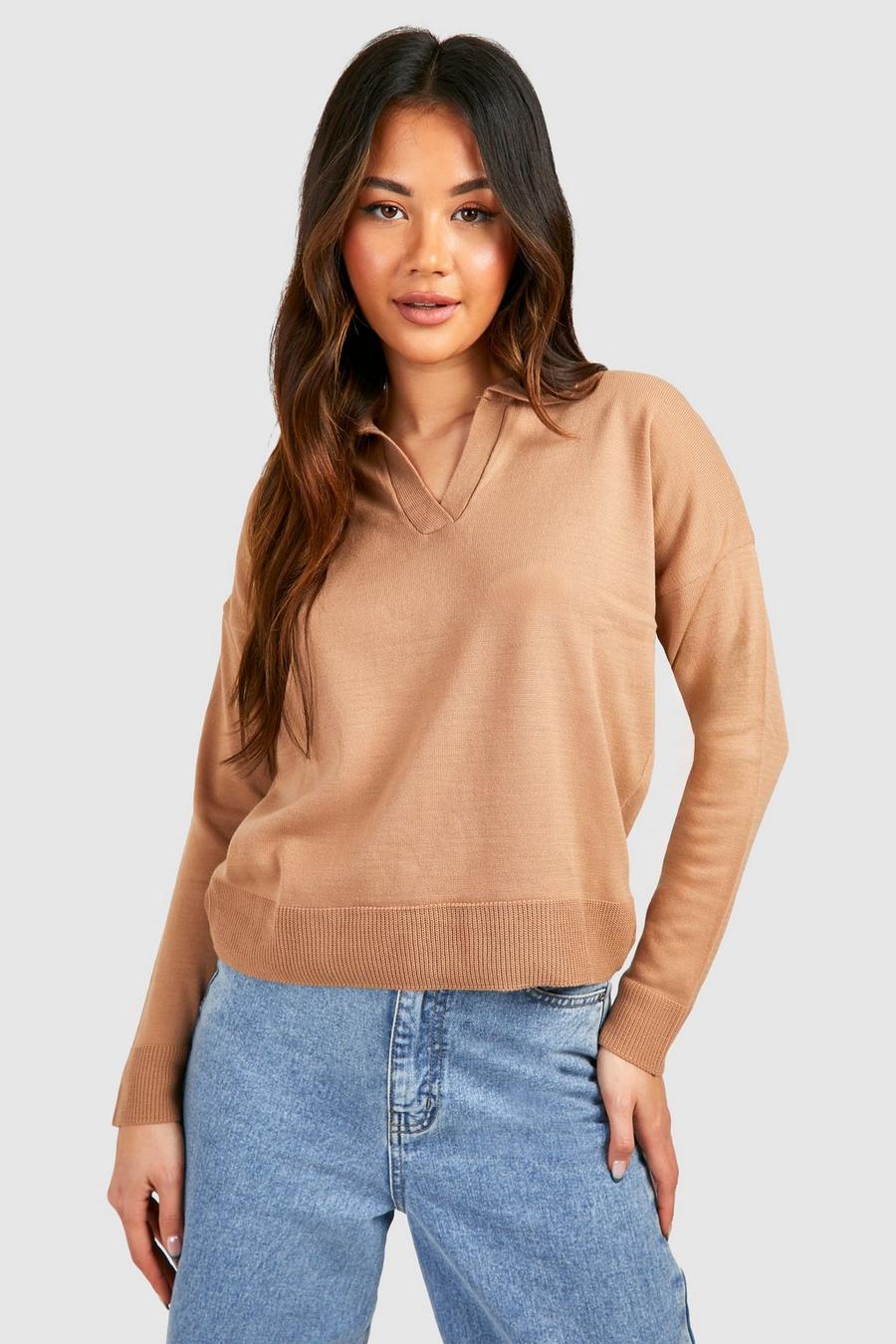 Camel Collared Sweater
