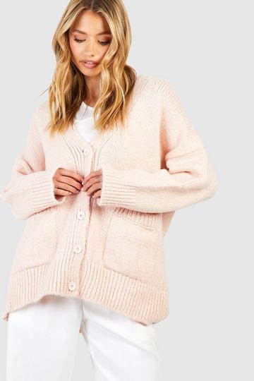 Pink Slouchy Oversized Cardigan