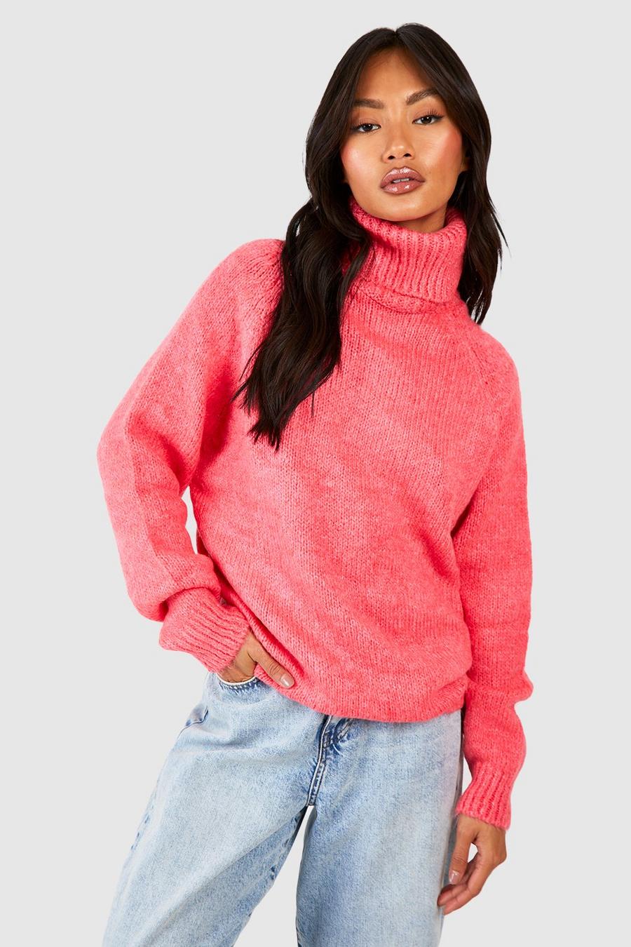 Hot pink Oversized Turtleneck Sweater image number 1