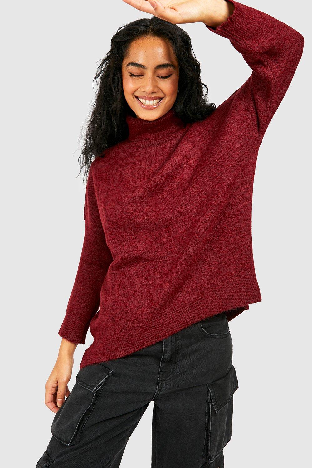 Women s Burgundy Jumpers Maroon Jumpers boohoo UK