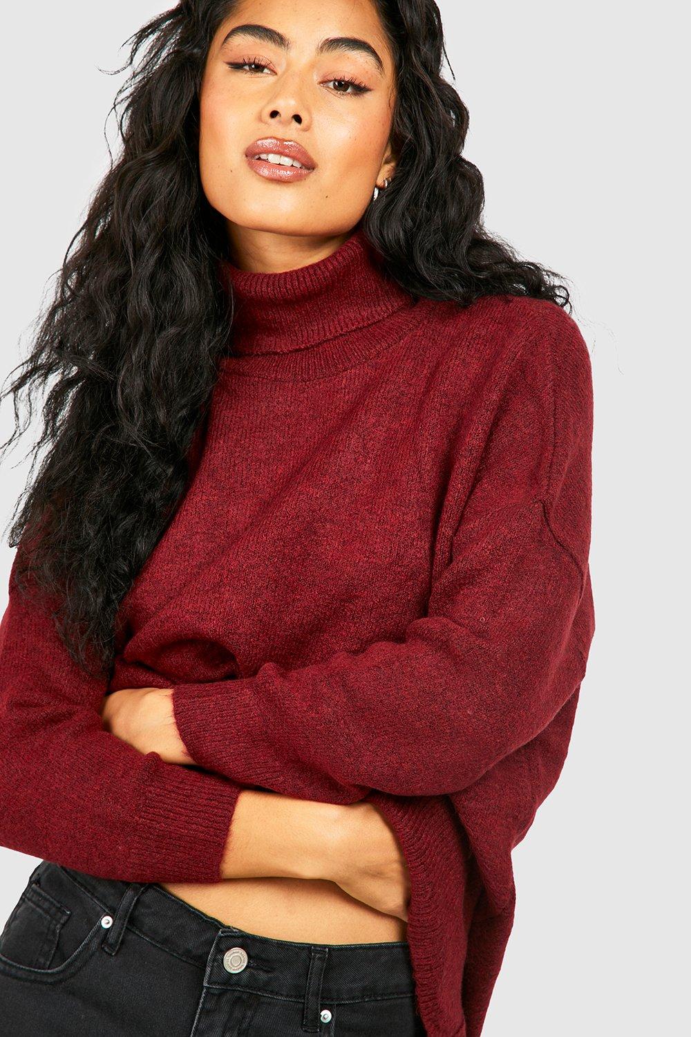 Burgundy polo cheap neck jumper womens