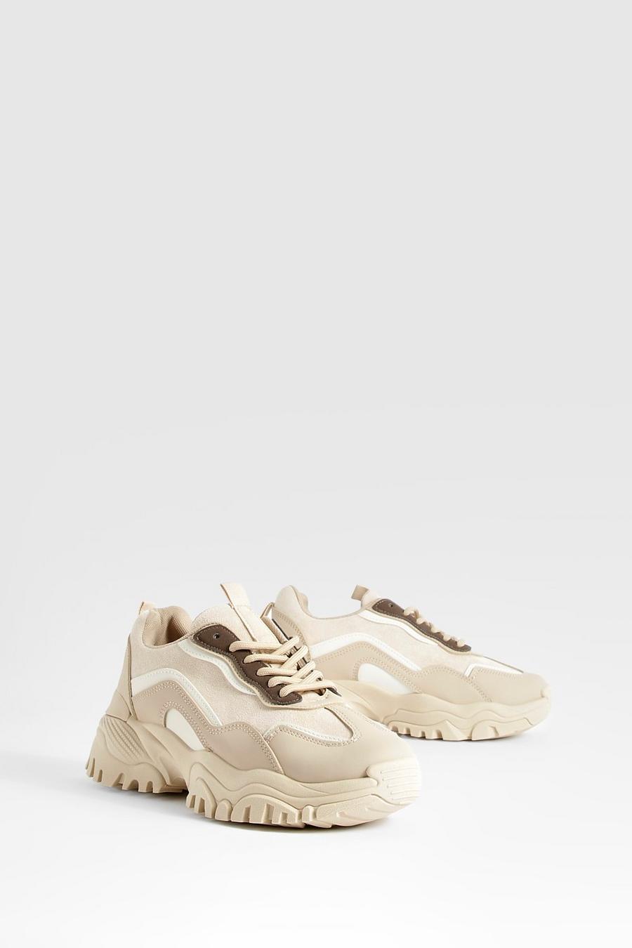 Beige Chunky Panel Detail Trainers 