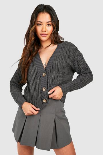 Basic Crop Cardigan charcoal