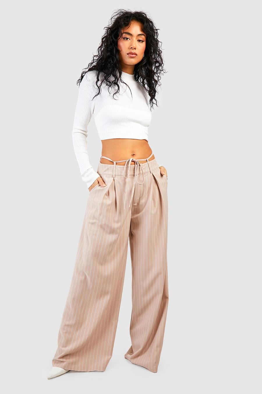 Stone Waistband Detail Wide Leg Trouser image number 1