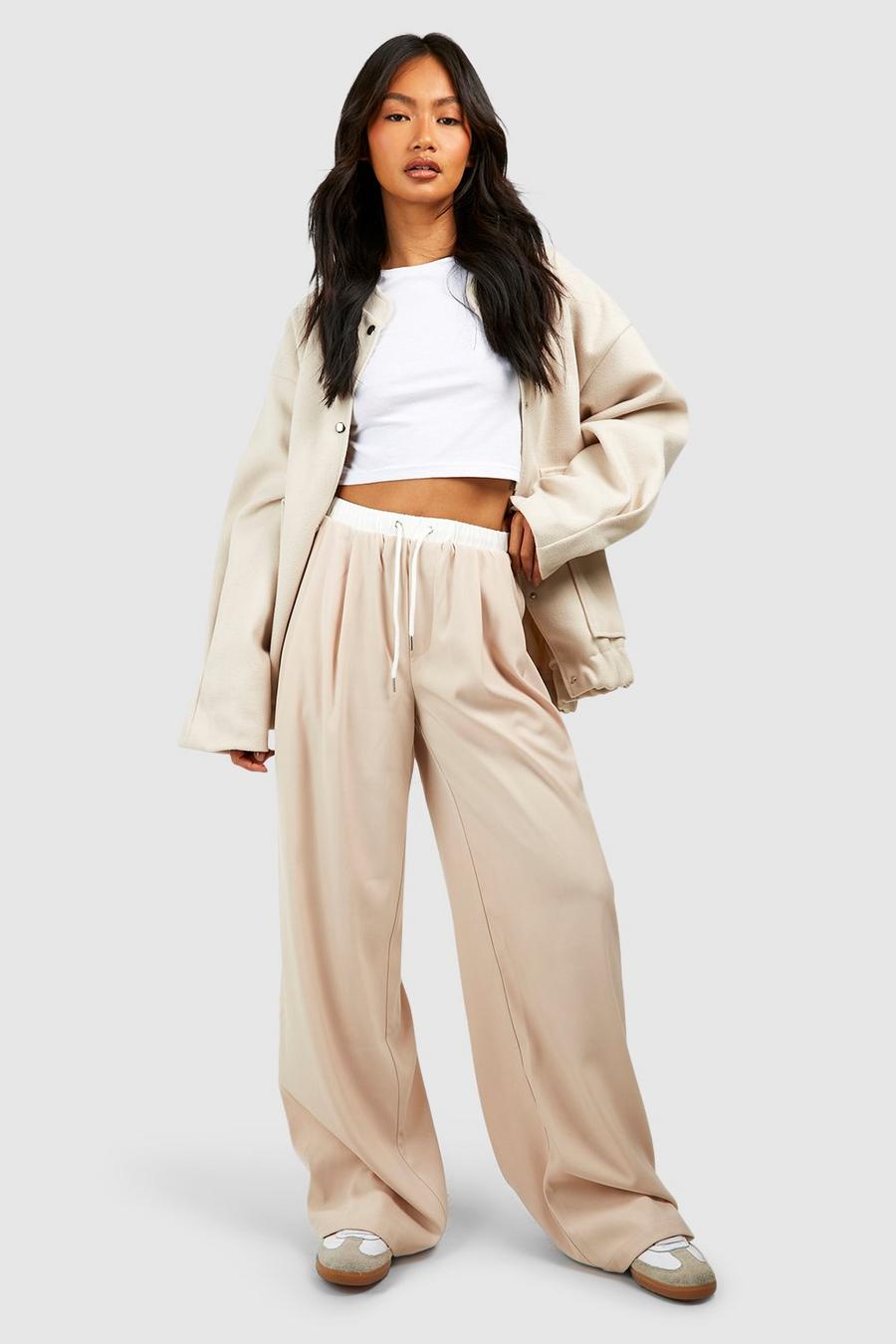 Stone Contrast Waistband Detail Wide Leg Pants image number 1