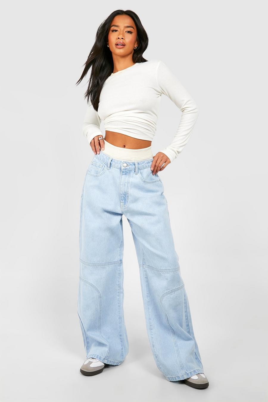 Petite Butt-Shaper Jeans mit Naht-Detail, Light wash