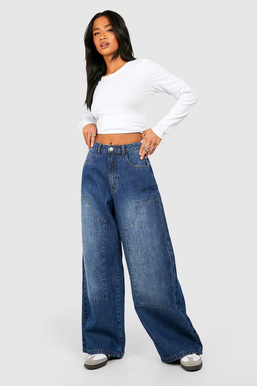 Petite Jeans mit weitem Bein, Vintage wash image number 1