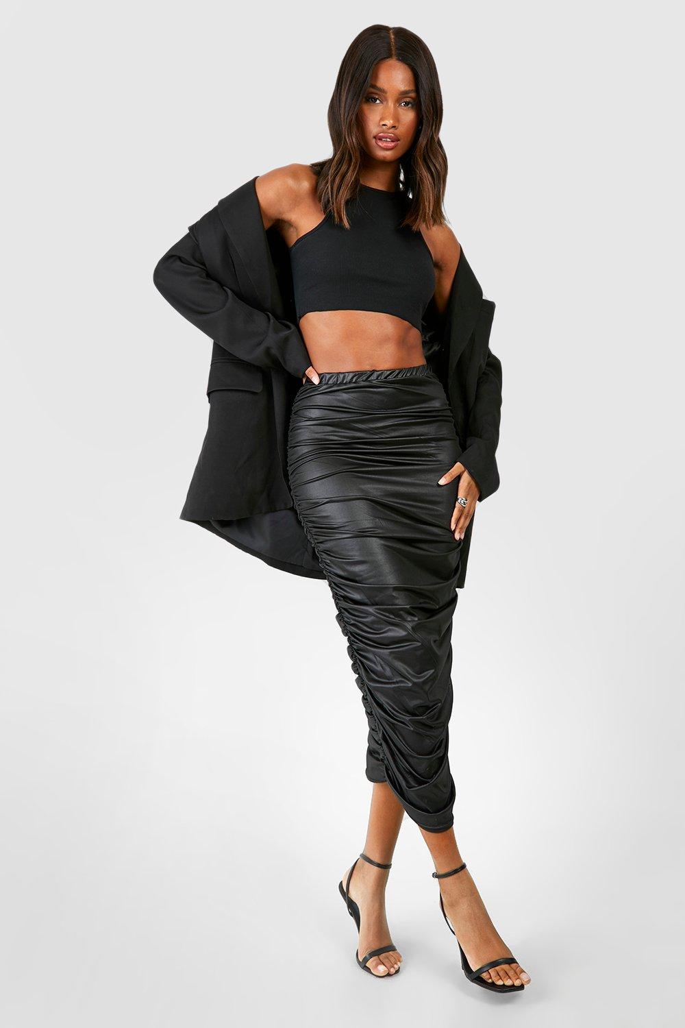 Leather midi skirt boohoo hotsell