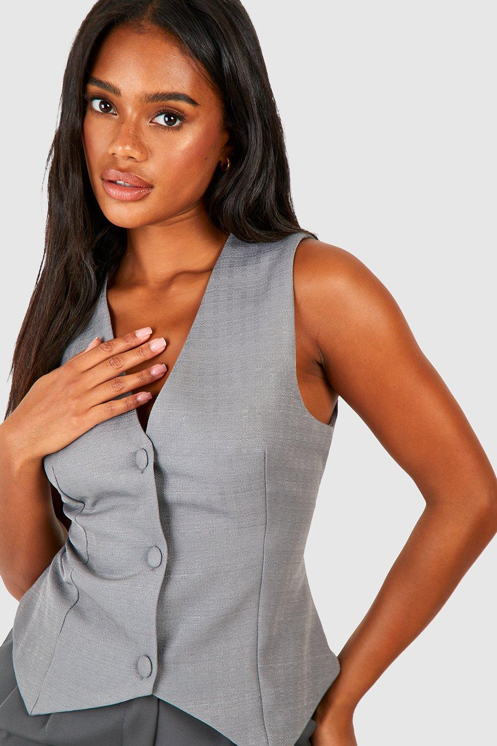 Grey shop textured waistcoat