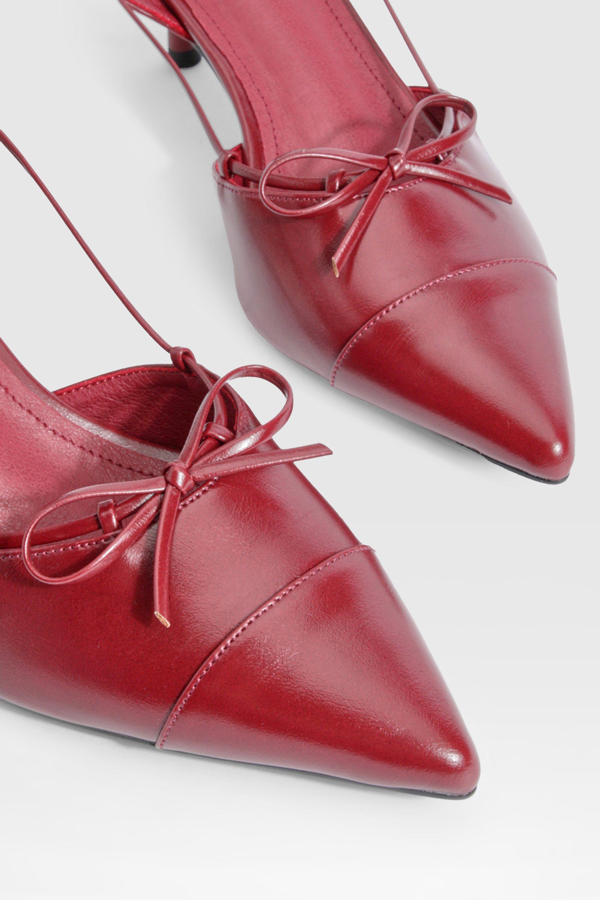 Wide Fit Bow Detail Toe Cap Court Shoes boohoo UK