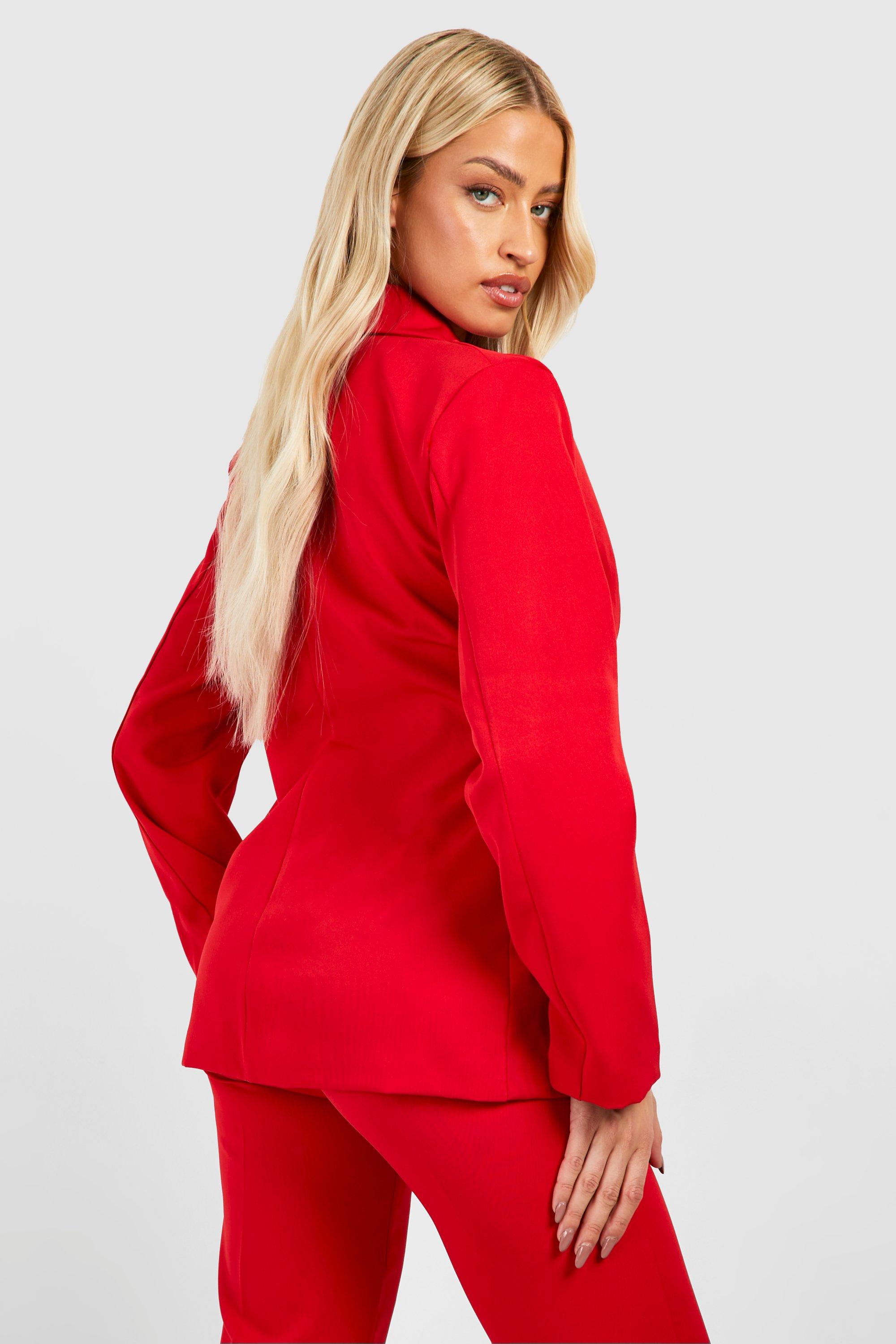 Red on sale blazer boohoo