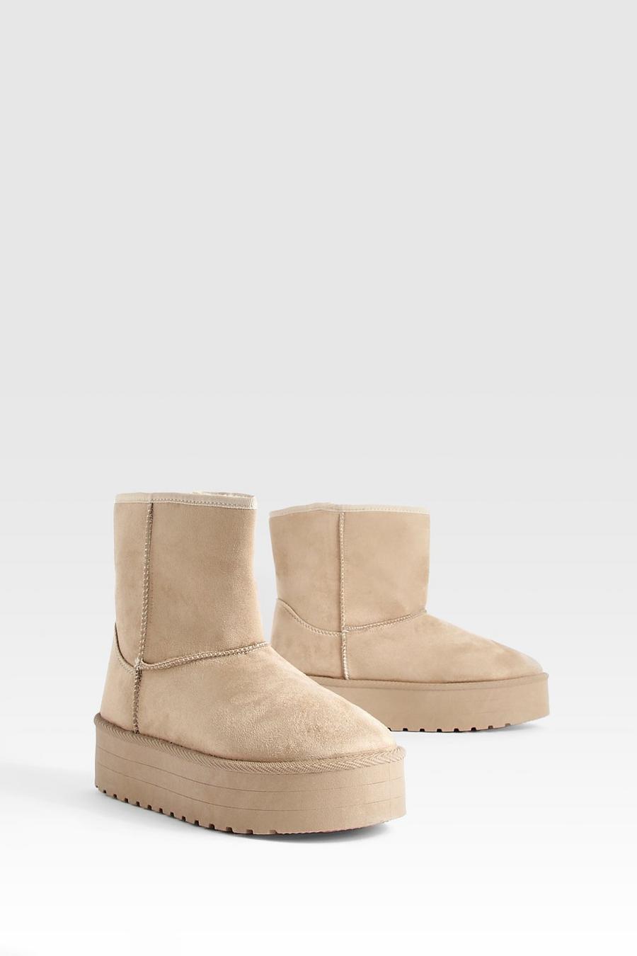 Taupe Platform Mini Cosy Boots   image number 1