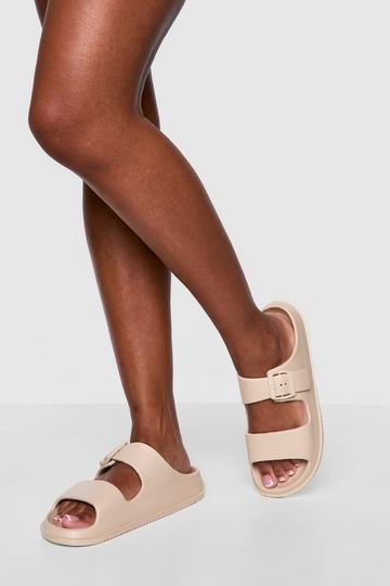 Double Strap Chunky Slides stone