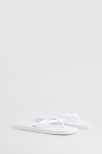 Wide Fit Square Toe Flip Flops white