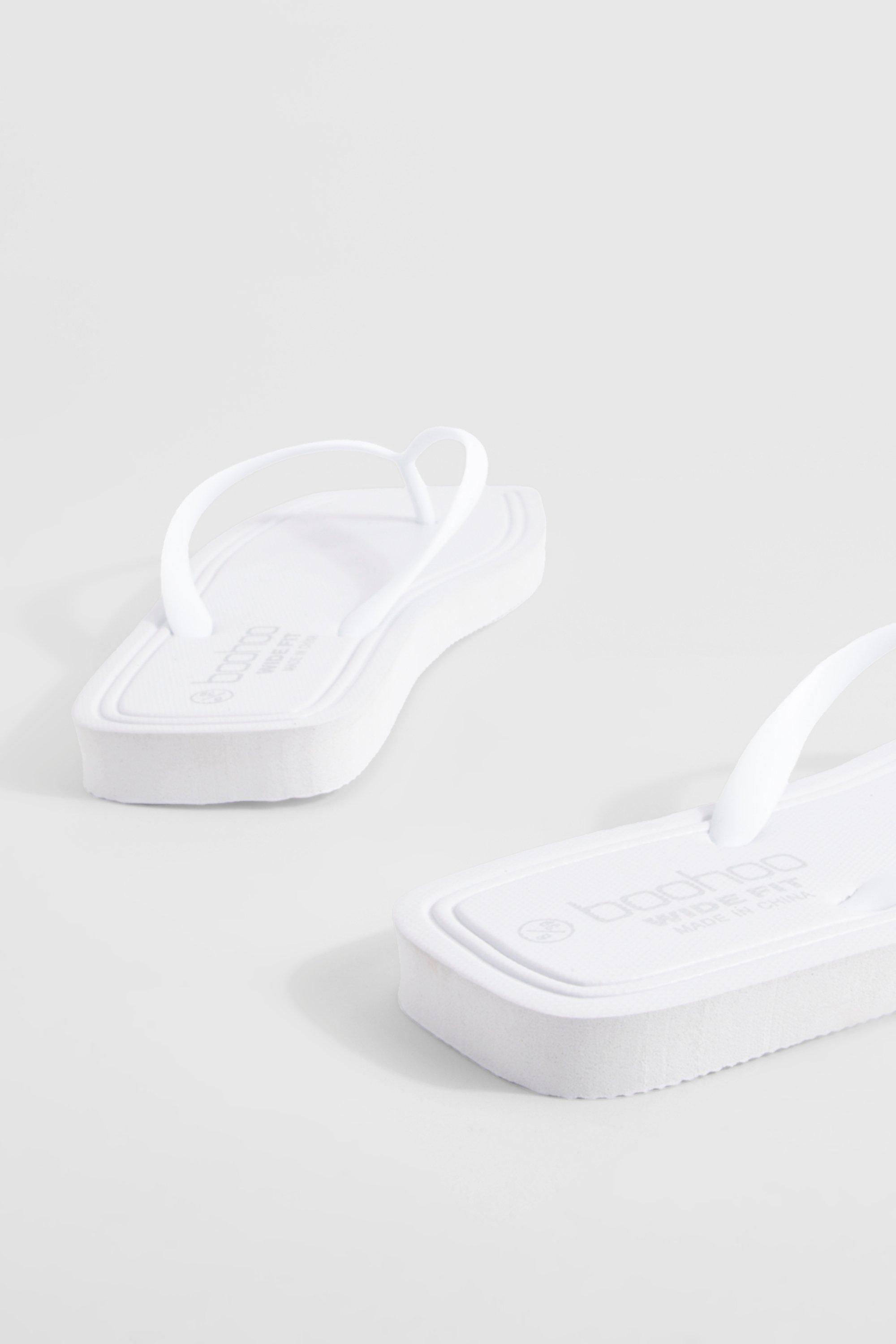 Wide Width Square Toe Flip Flops boohoo USA
