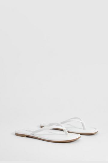 White Wide Width Square Toe Flip Flops