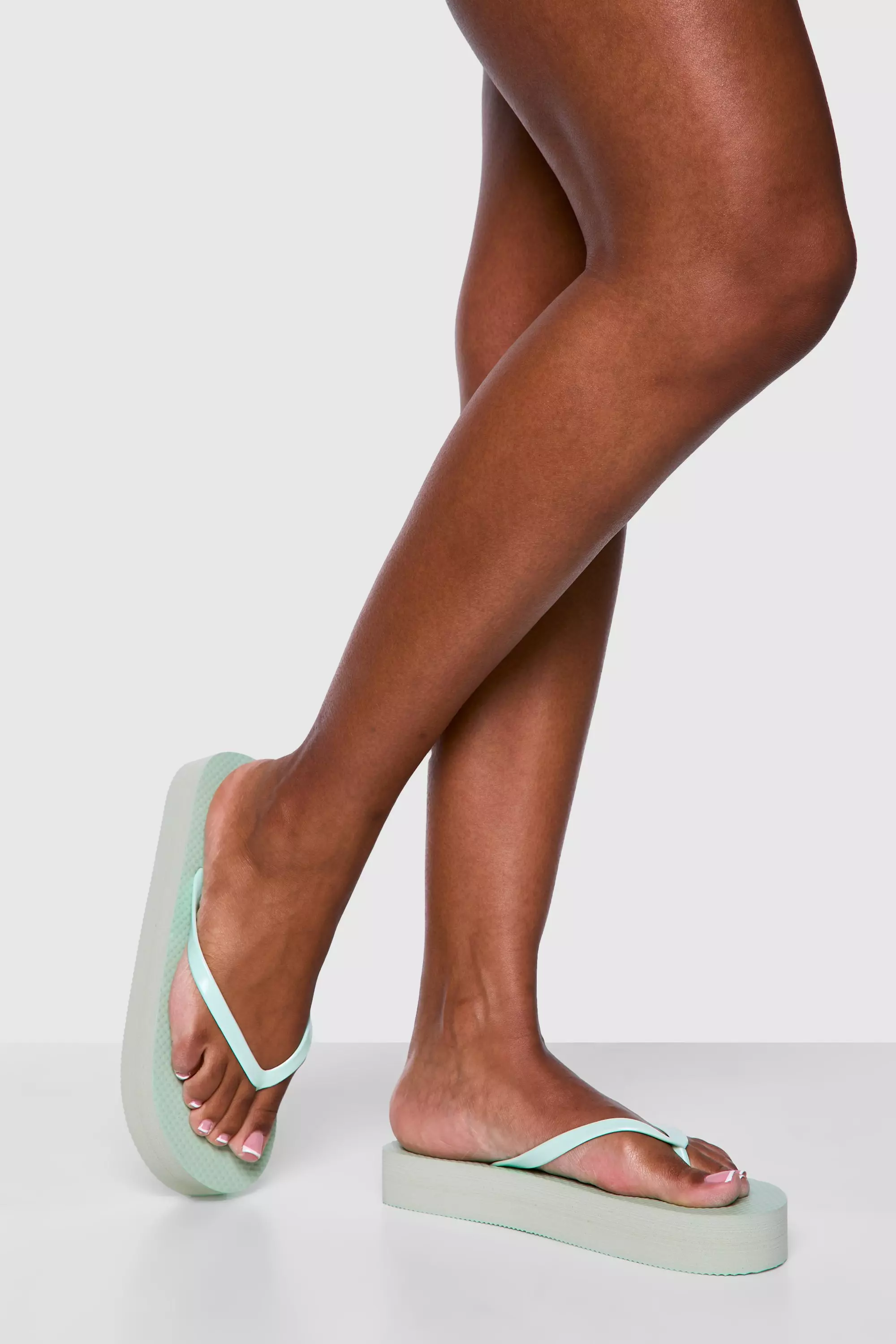 Turquoise Round Toe Platform Flip Flops           alternative image
