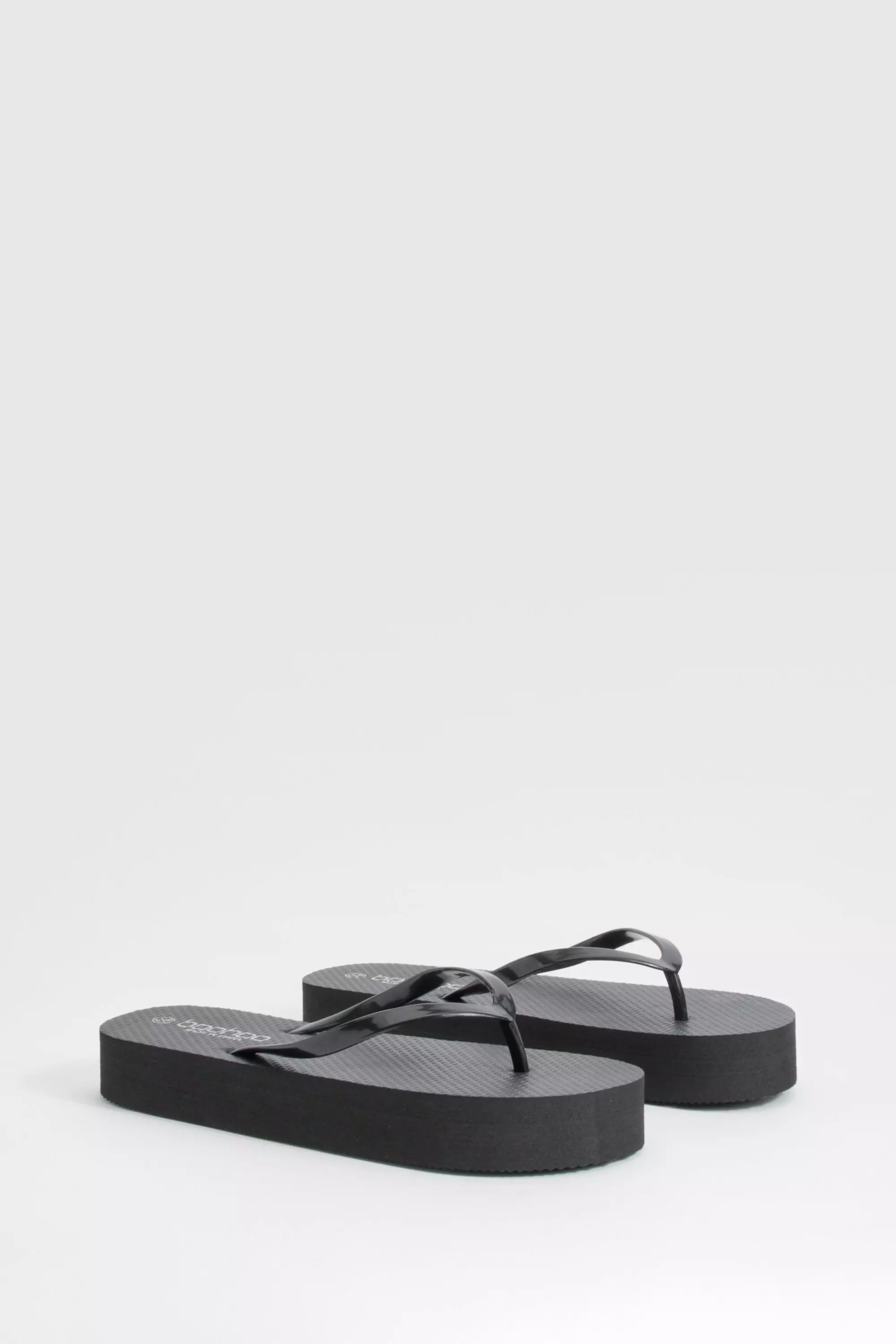 Black Round Toe Platform Flip Flops          alternative image