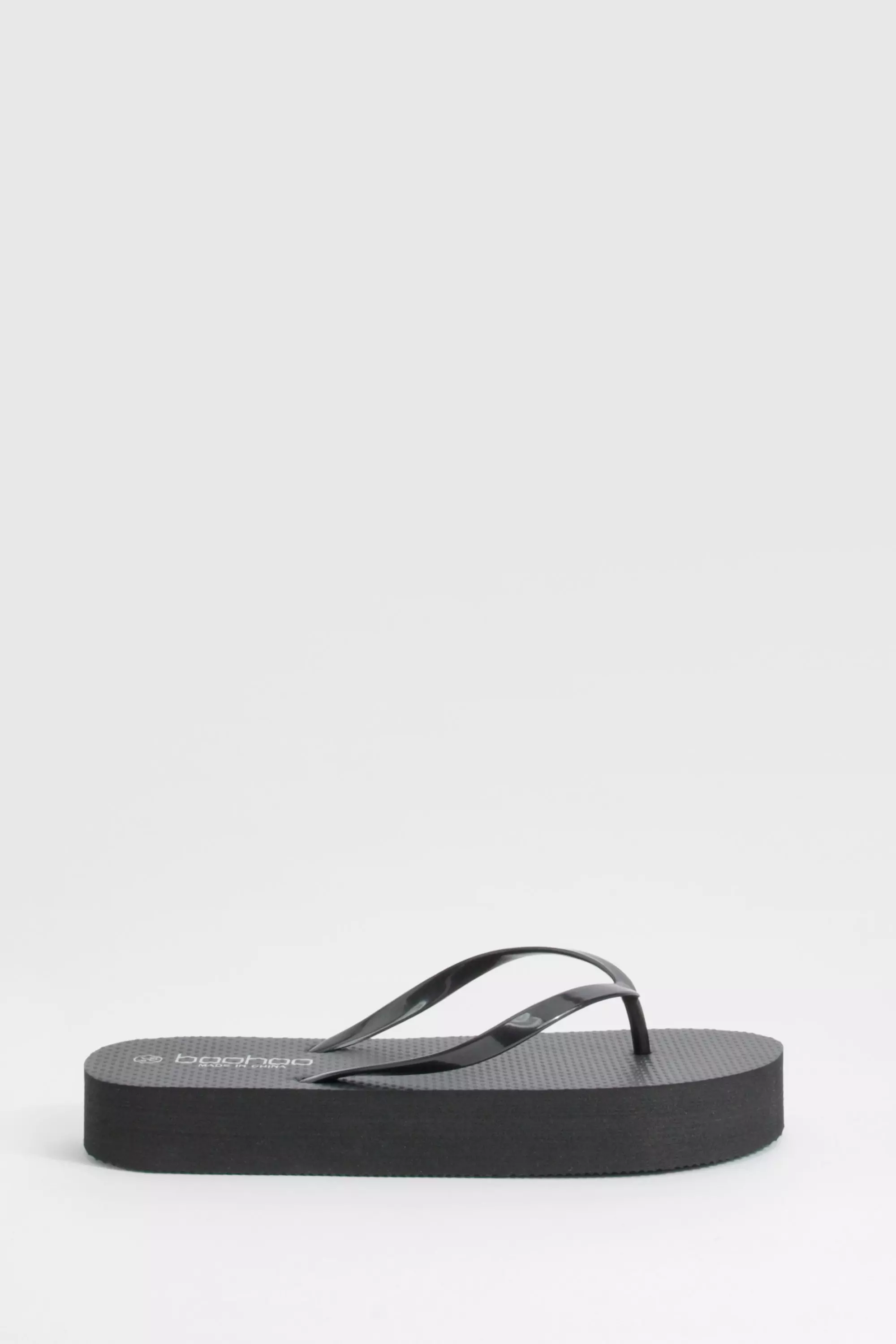 Black Round Toe Platform Flip Flops          alternative image