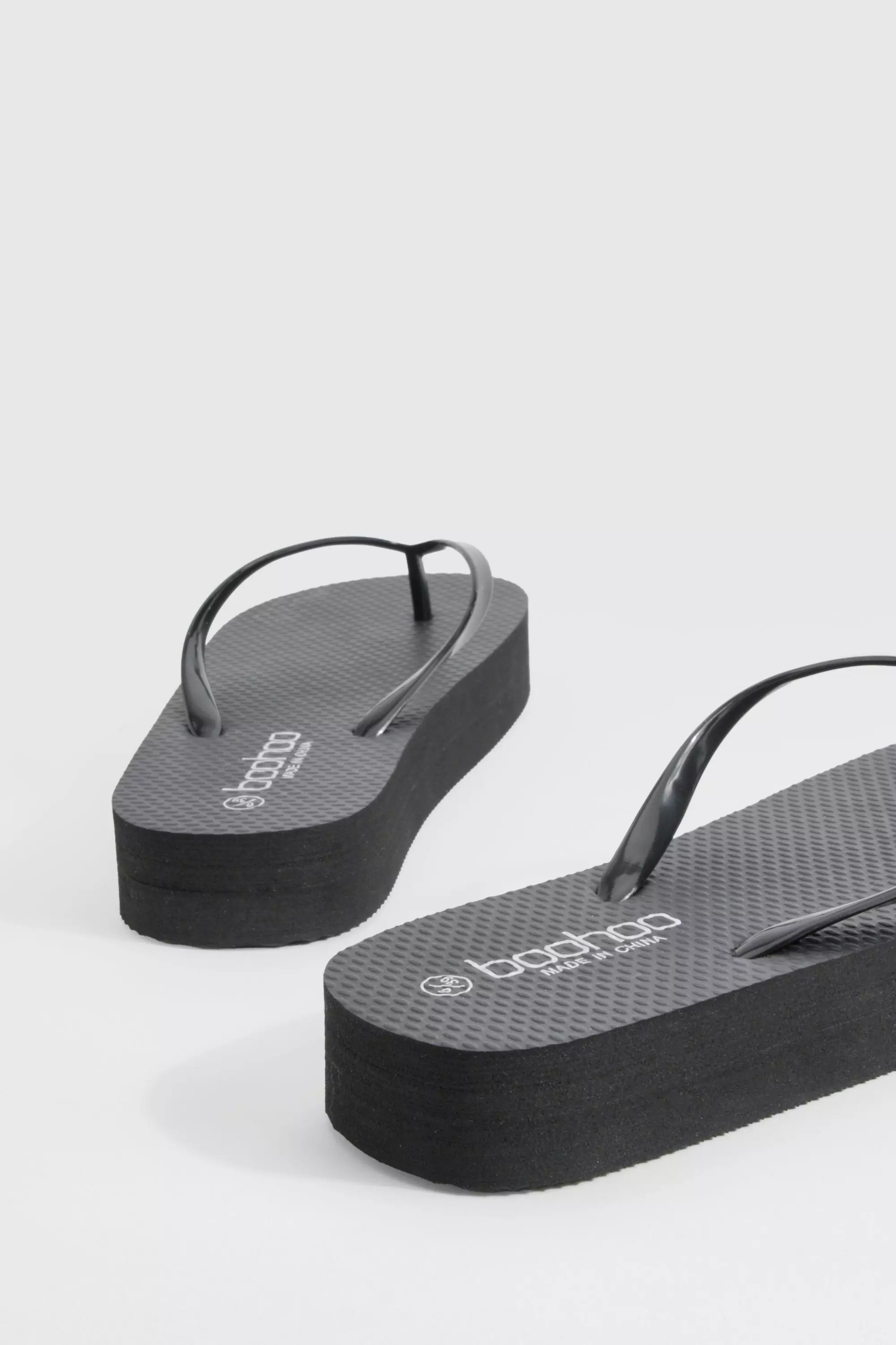 Black Round Toe Platform Flip Flops          alternative image