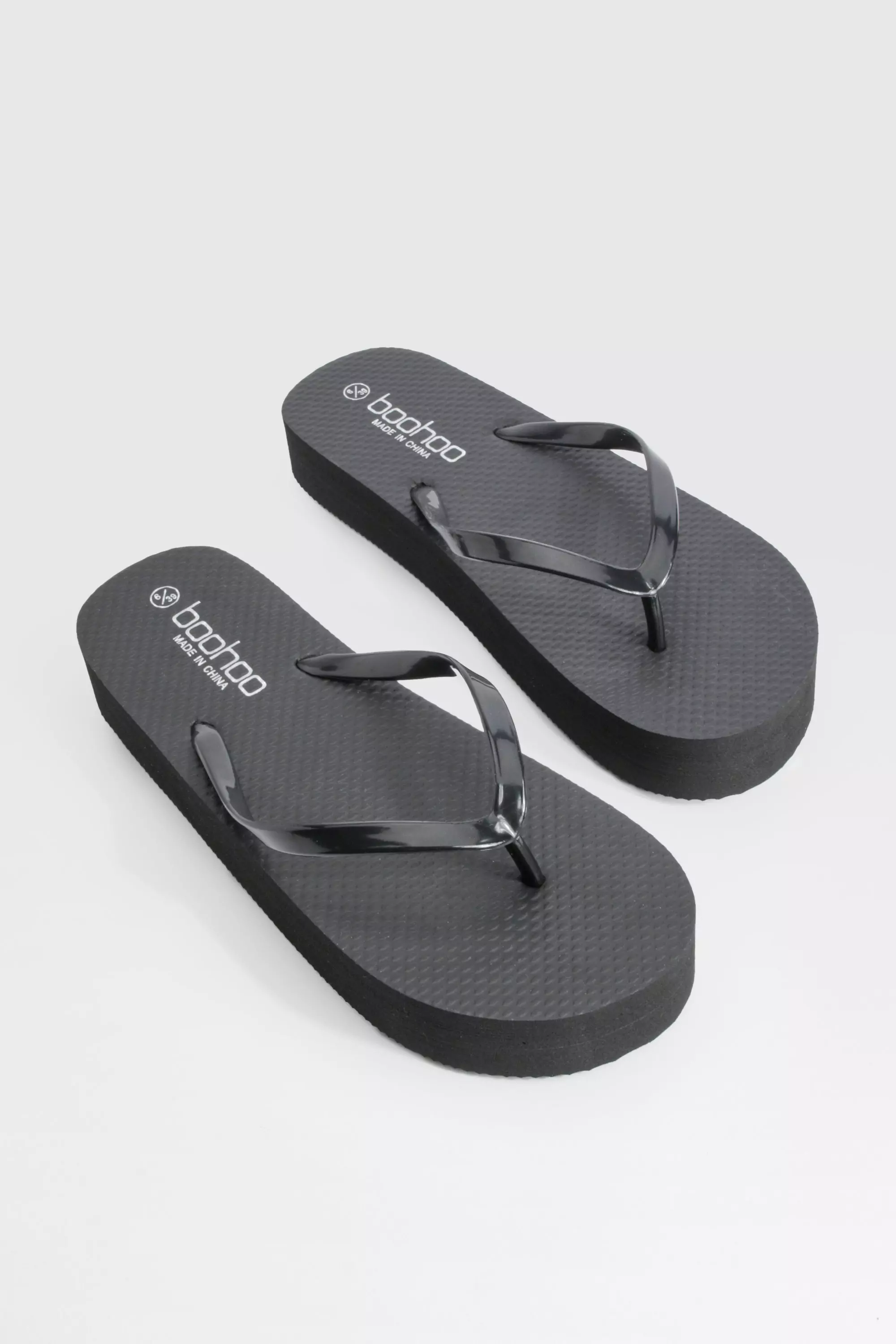 Black Round Toe Platform Flip Flops          alternative image