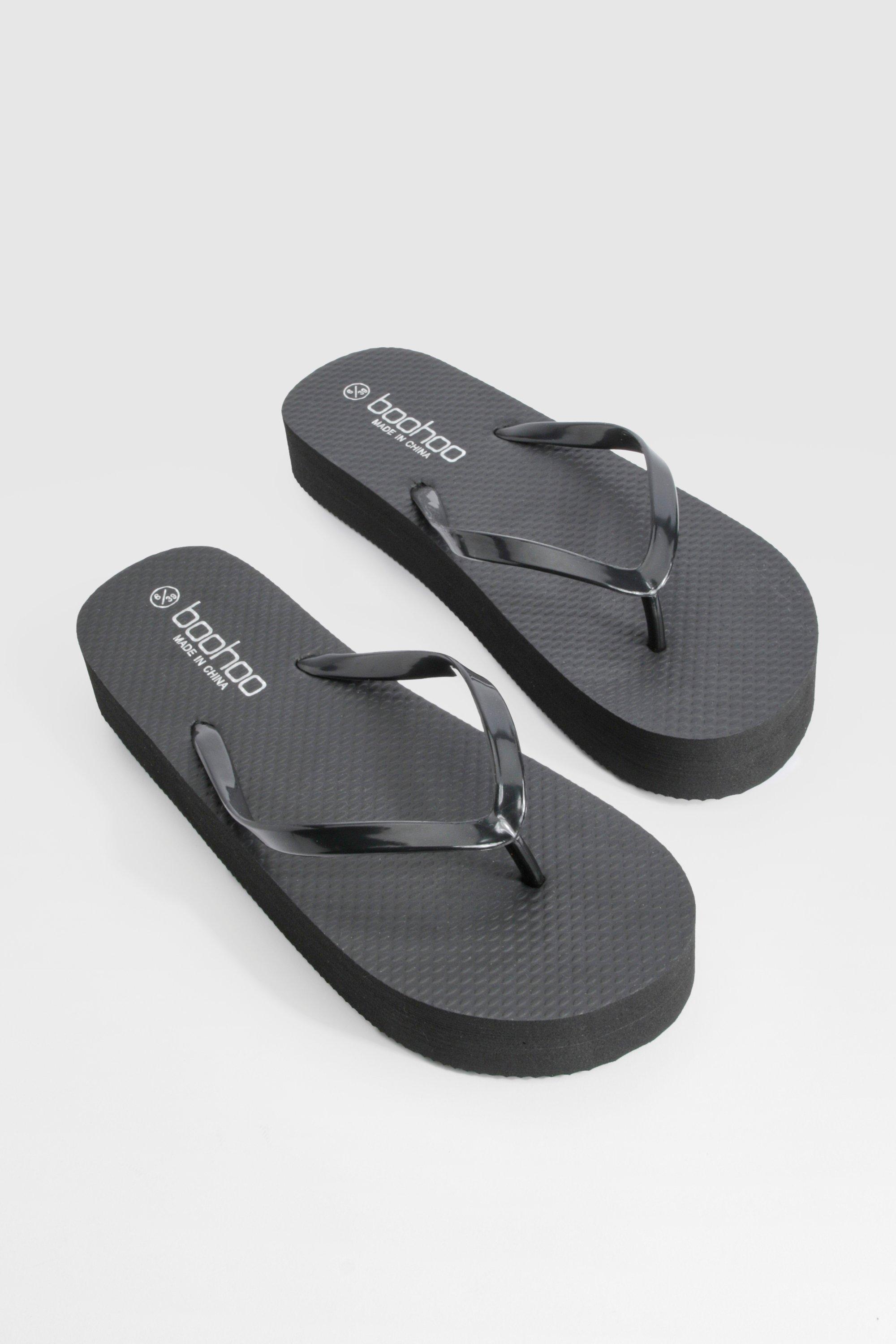 Round Toe Platform Flip Flops boohoo