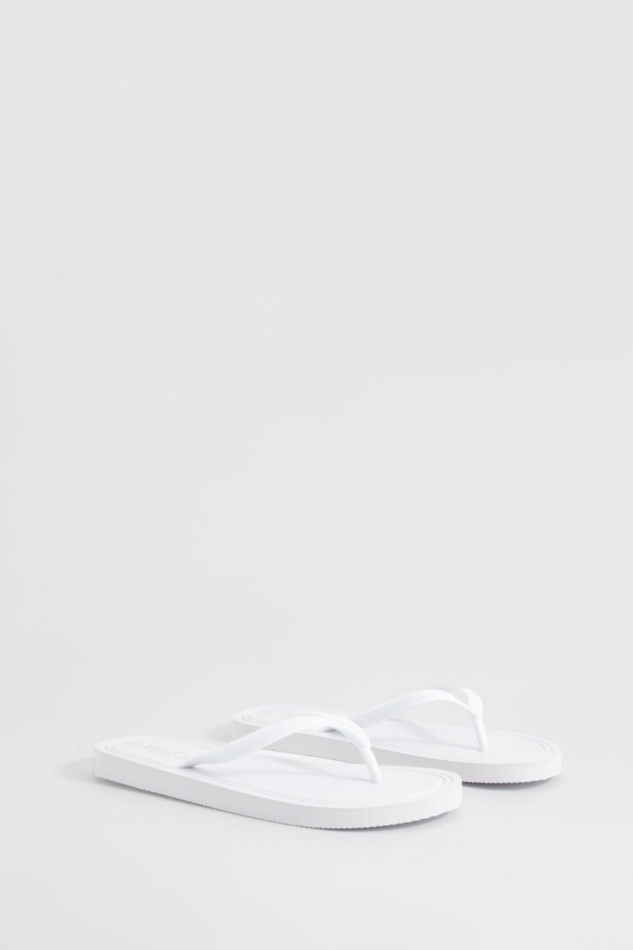 White Round Toe Flip Flops      