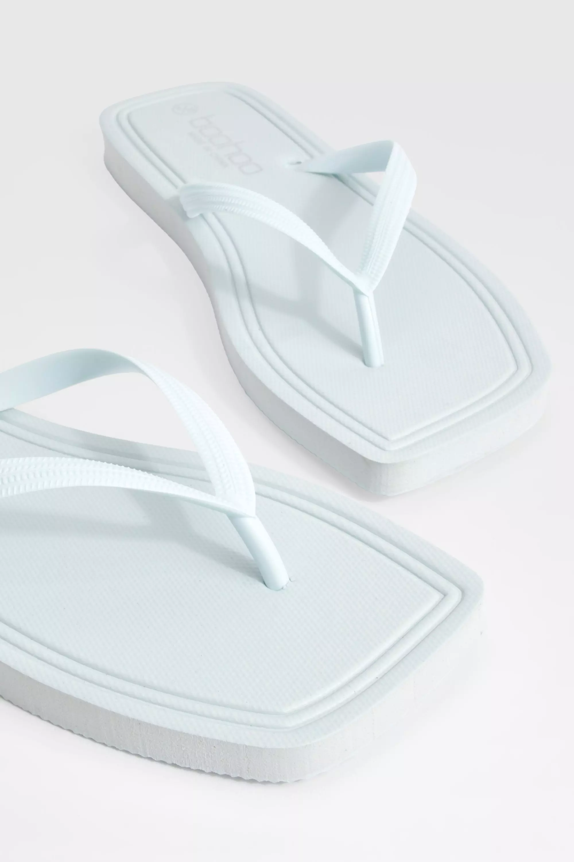 Baby blue Square Toe Flip Flops      alternative image