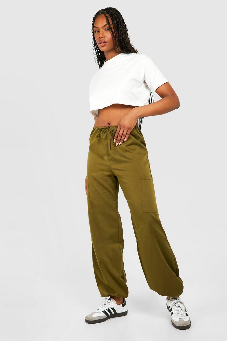 Khaki Tall Woven Pocket Detail Cuffed Cargo Pants image number 1