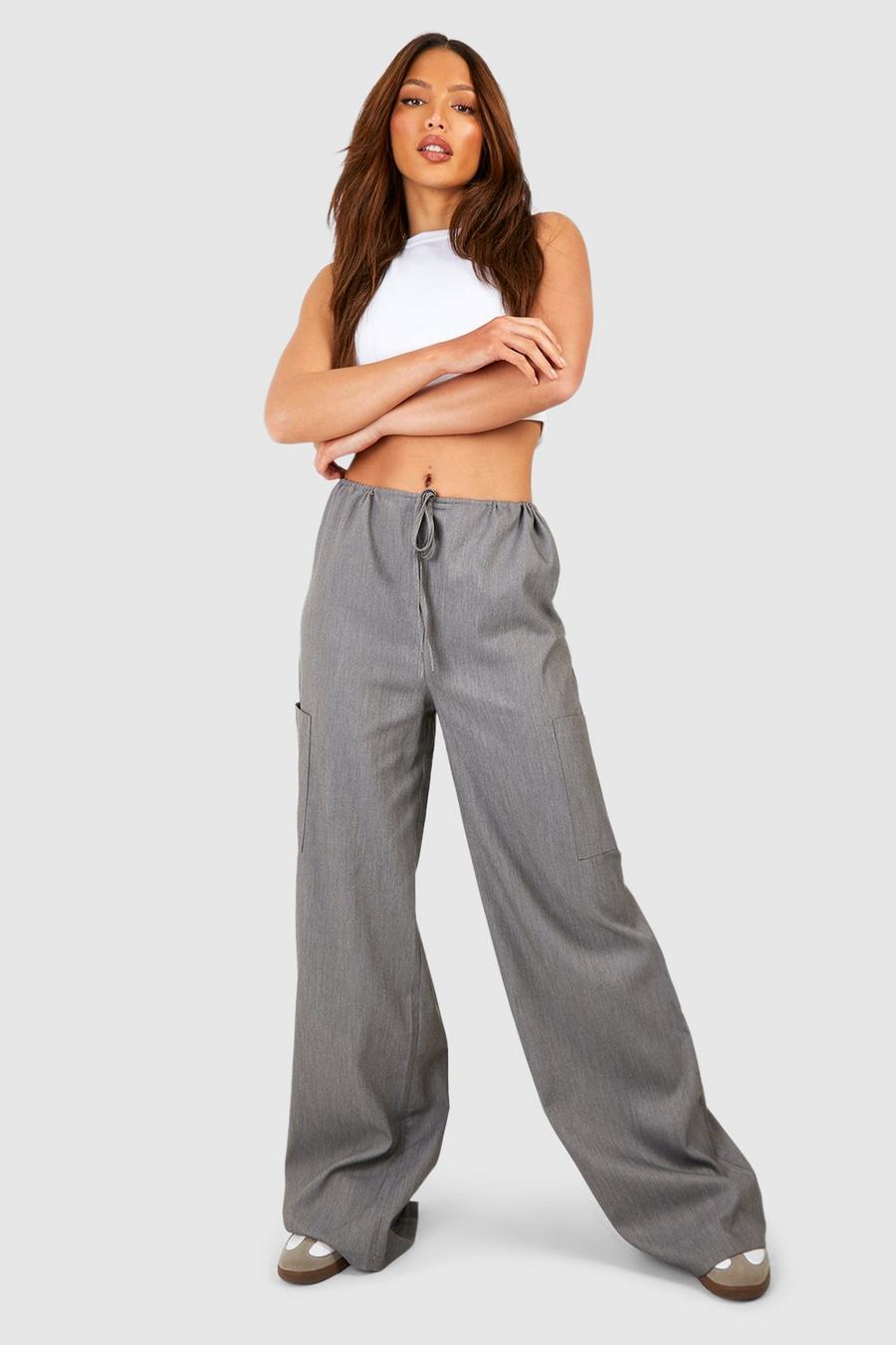 Pantalón Tall de tela con bolsillos cargo, Grey marl image number 1
