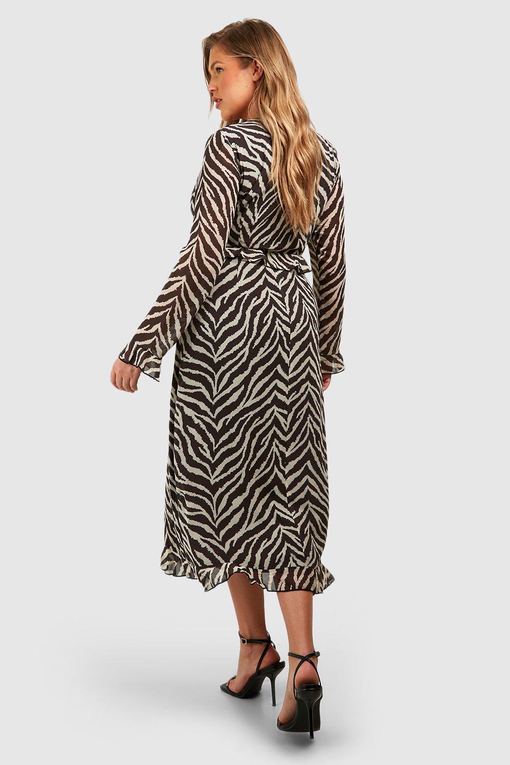 Boohoo leopard print midi on sale dress