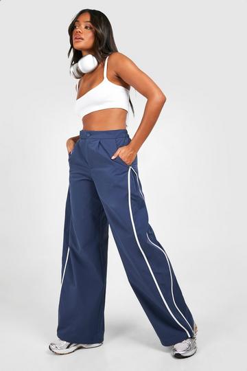 Side Stripe Parachute Pants blue