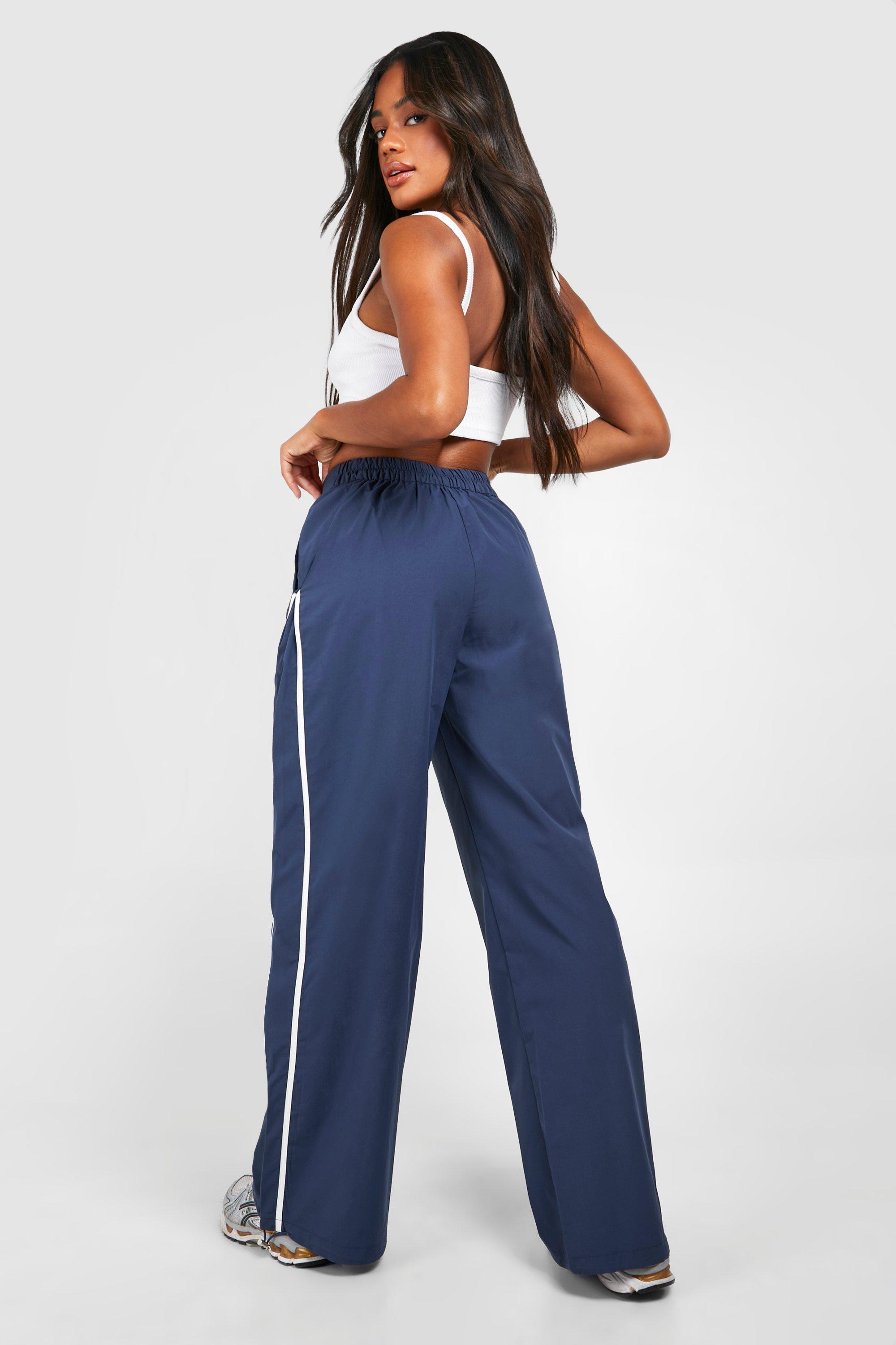 Blue side stripe trousers shop